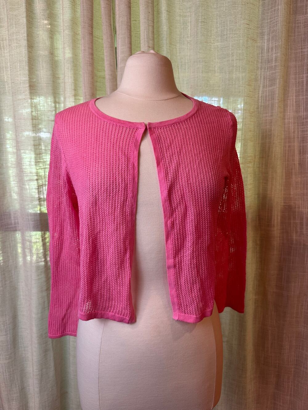 Talbots Open Knit Cardigan Sweater Pink NWT Size Medium